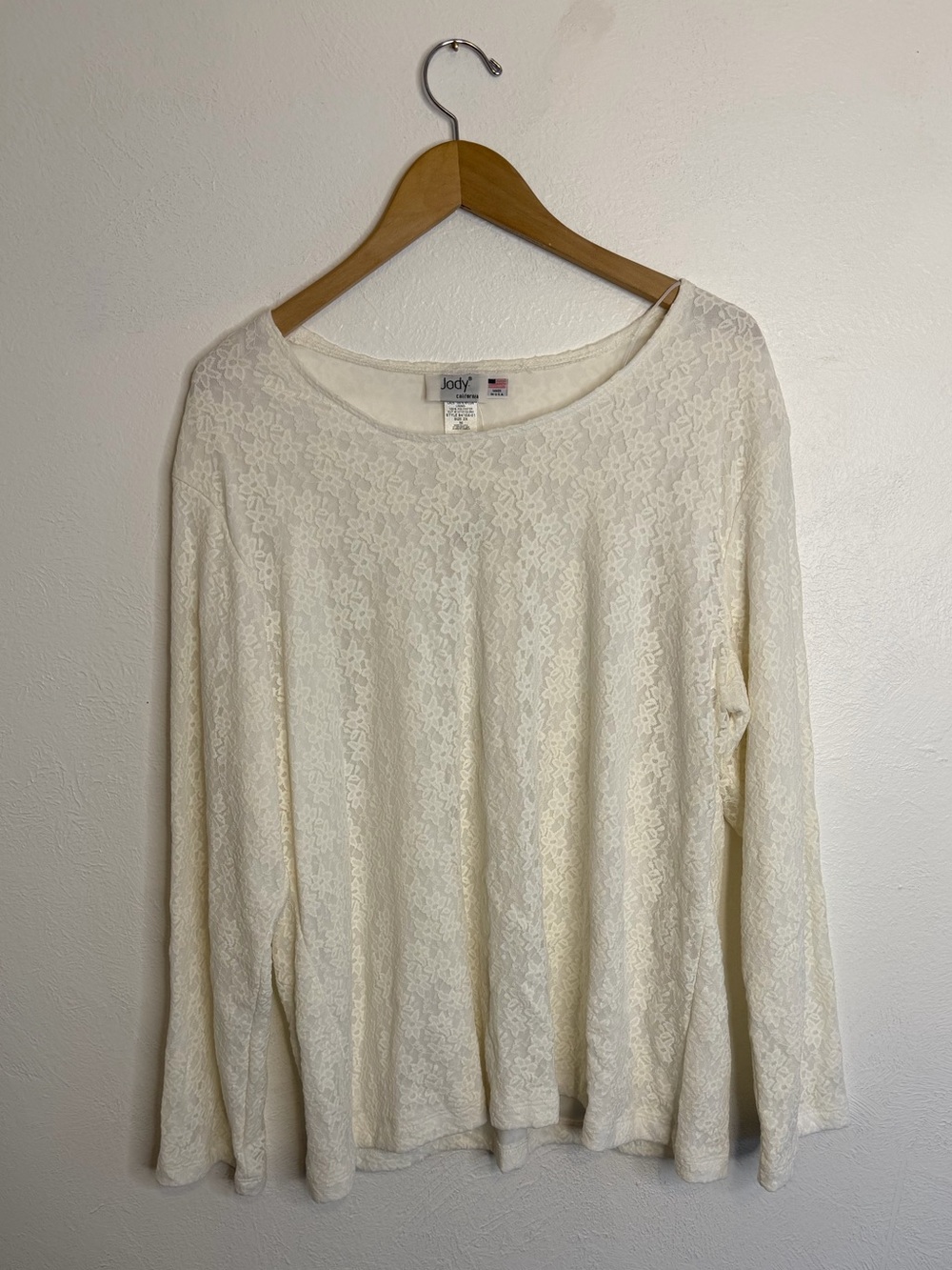 NWTS Jody Floral Lace Long-Sleeve Top WOMENS 2x white